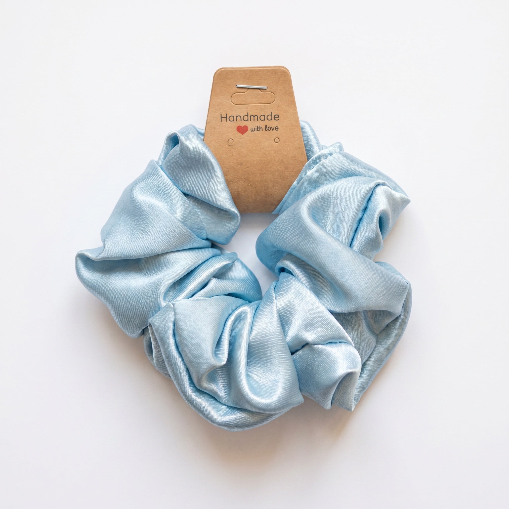 Handmade Satin Scrunchie "Aria" in Hellblau