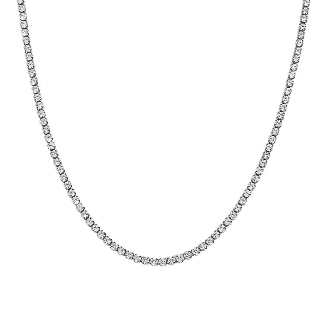 Minaz Halskette Zahra Tenniskette aus Edelstahl in Silber mit Zirkonia Steinen