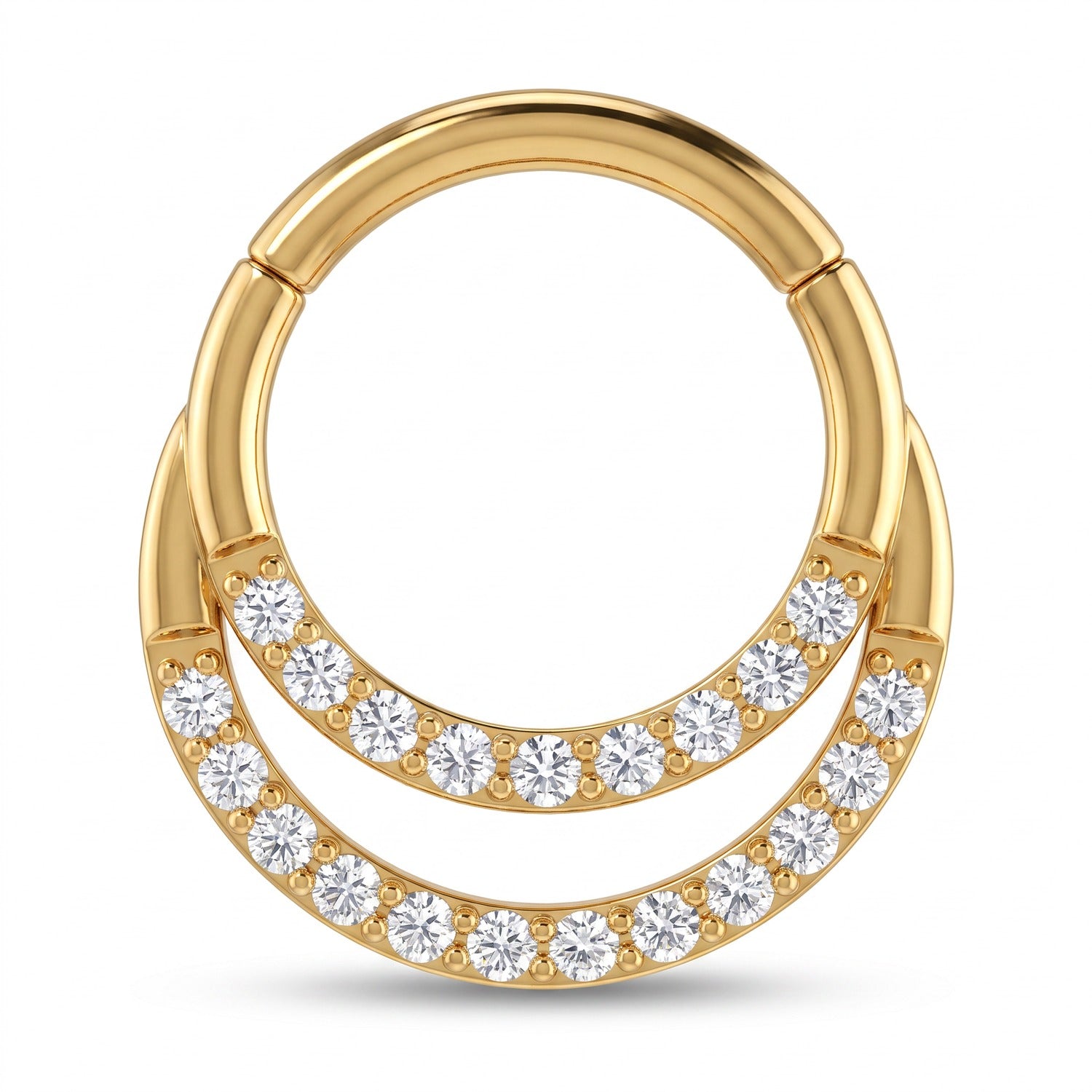 Riva Septum Piercing gold, Doppelring mit Zirkonia, wasserfestes Titan