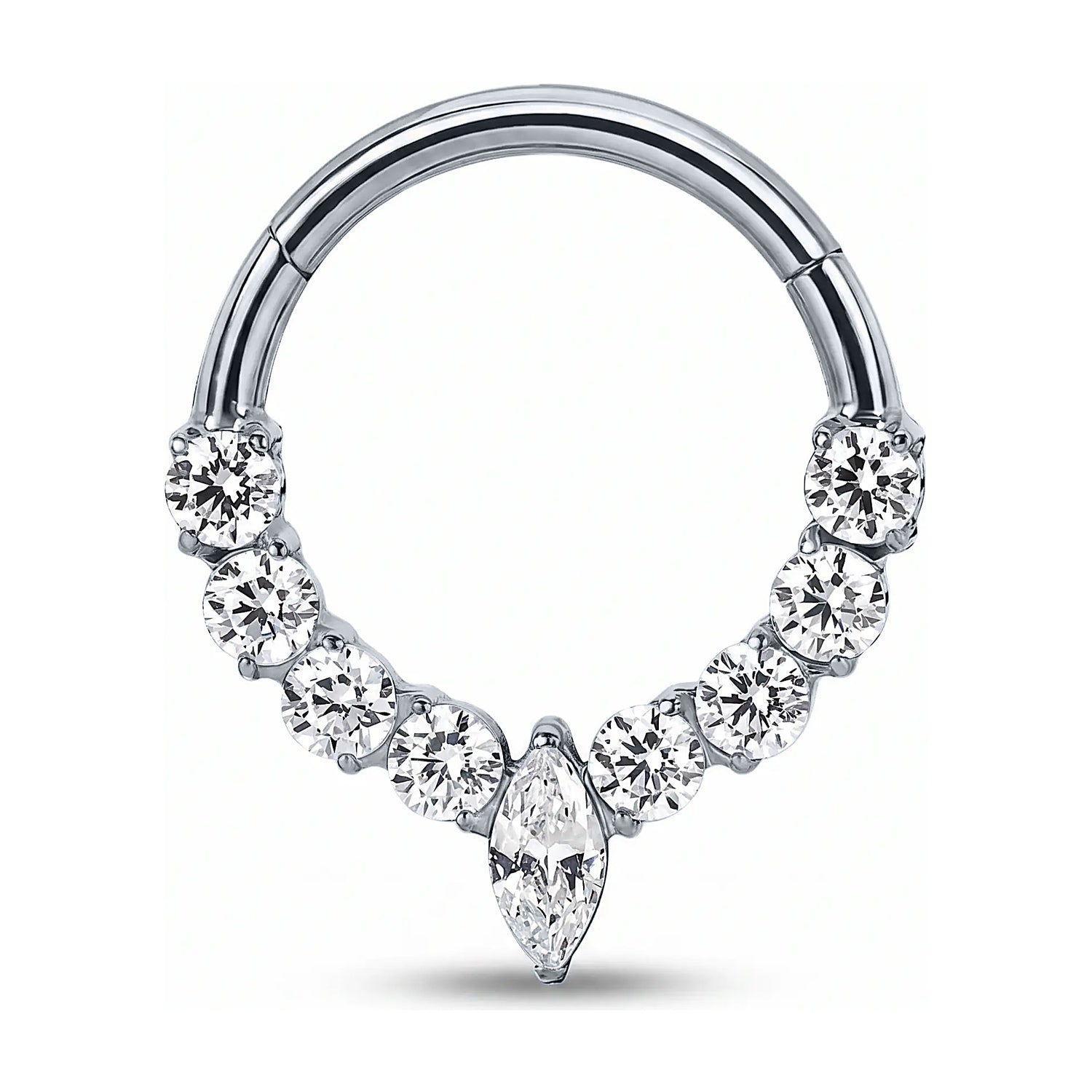 Minaz Piercing Rosalie aus ASTM F-136 Titan in Silber mit Zirkonia-Septum-Clicker
