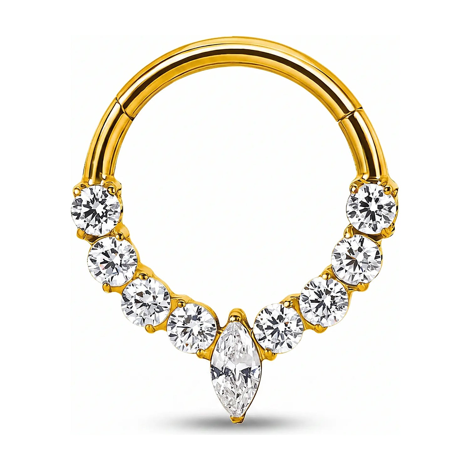 Minaz Piercing Rosalie aus ASTM F-136 Titan in Gold mit Zirkonia-Septum-Clicker