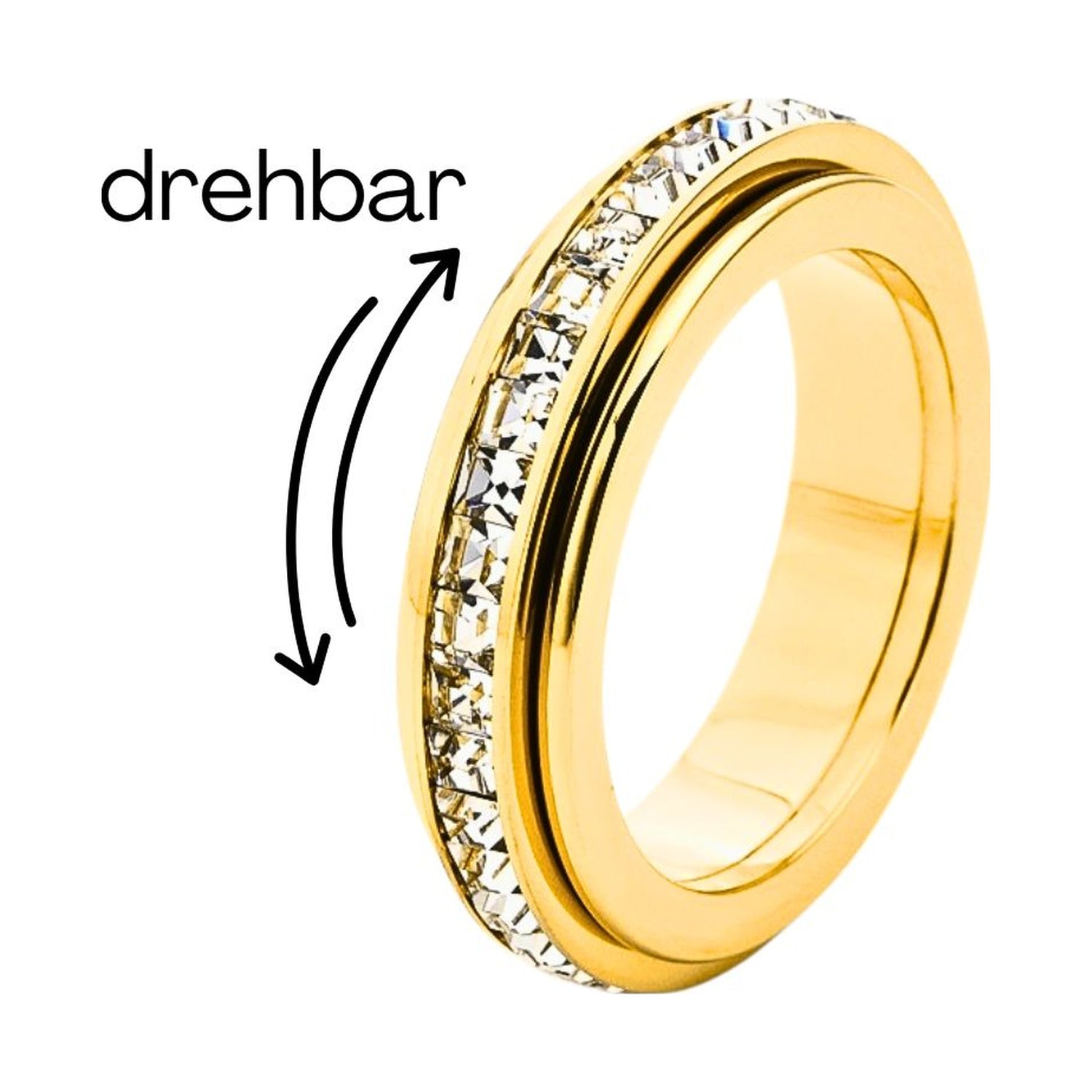 Stress-Ring drehbar Gold mit Zirkonia-Steinen | Minaz