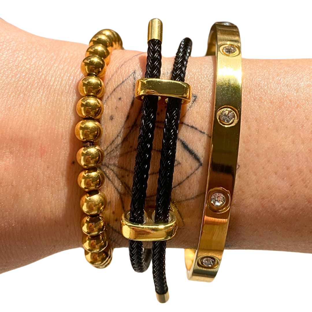 "Golden Trio" Armband-Bundle – Kraftvoll, filigran, zeitlos