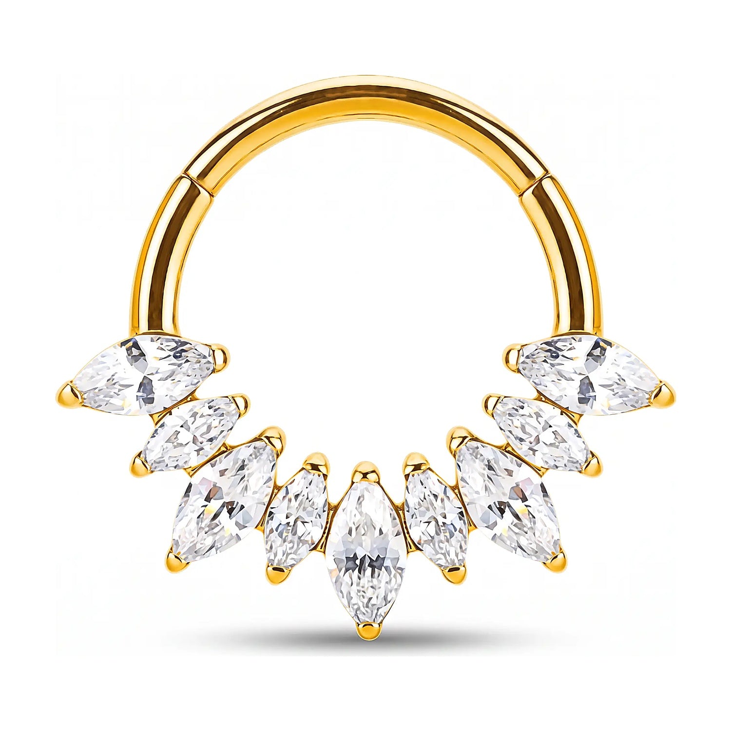 Minaz Piercing Amaya Clicker Septum Titan Gold mit Zirkonia Kroenchen-Design