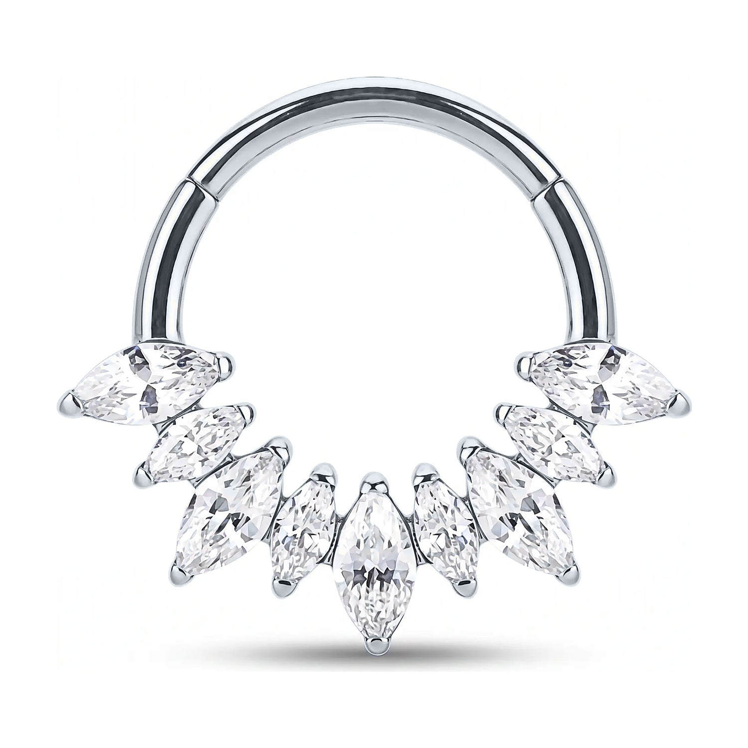 Minaz Piercing Amaya Clicker Septum Titan Silber mit Zirkonia Kroenchen-Design