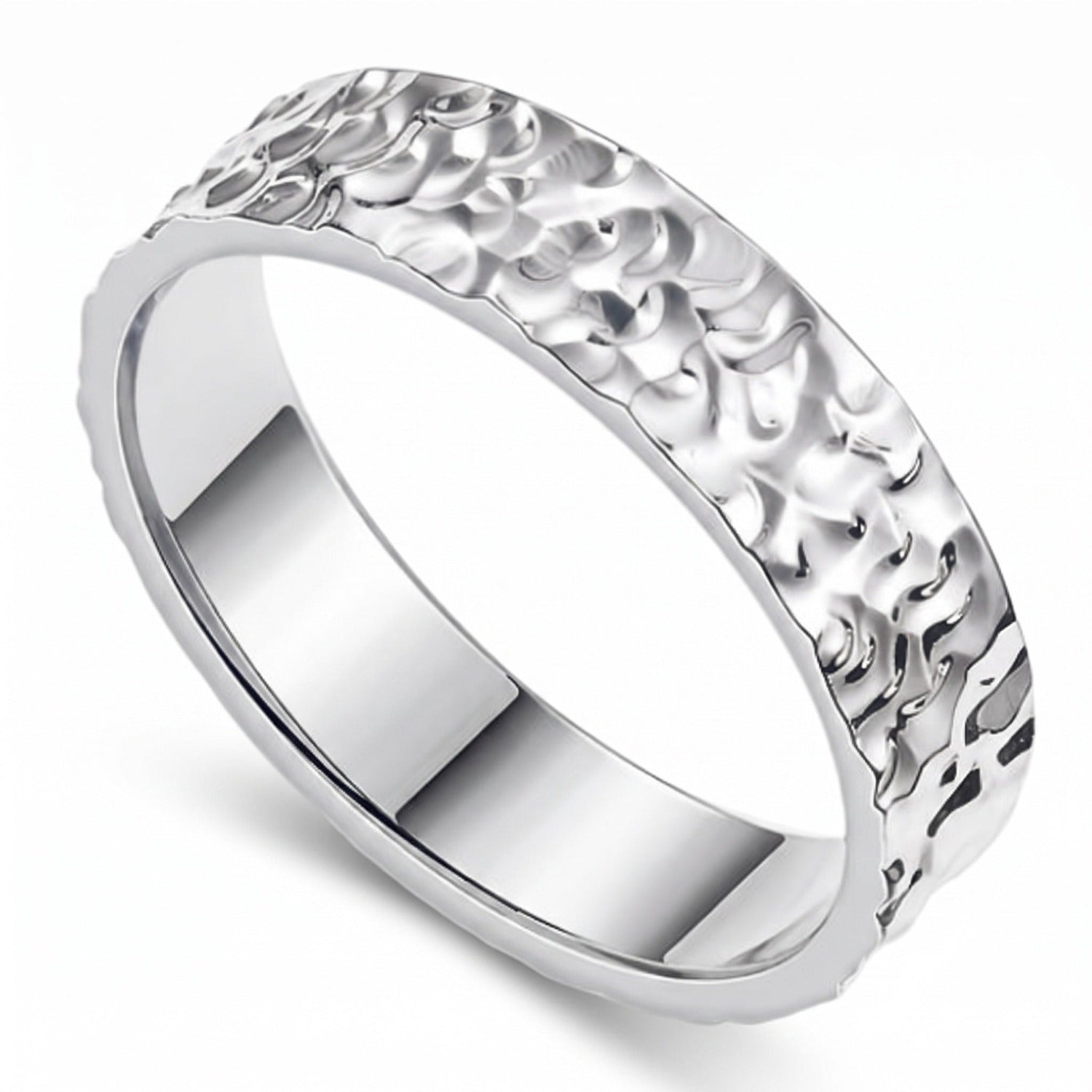 Runa Ring Silber gehämmert eckig