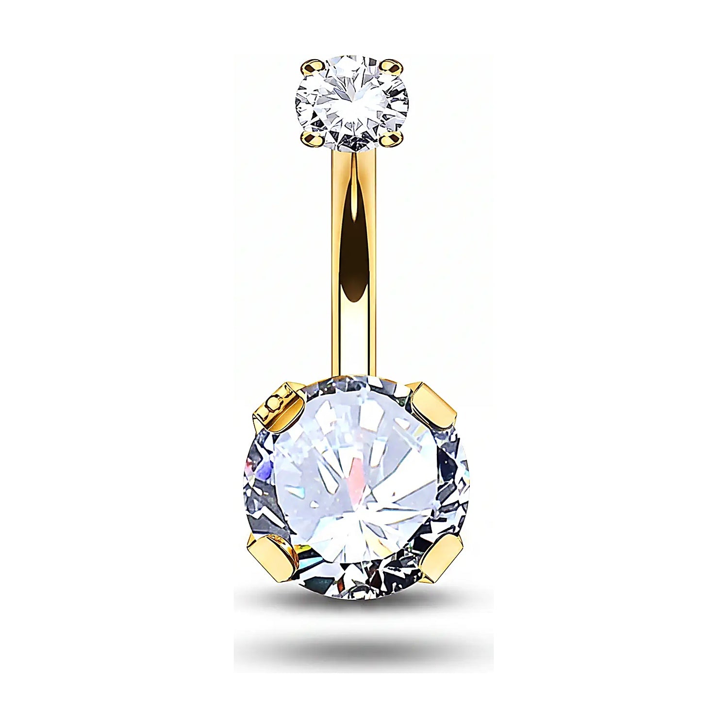 Minaz Bauchnabelpiercing Malou Titan Gold mit Zirkonia, Curved Barbell