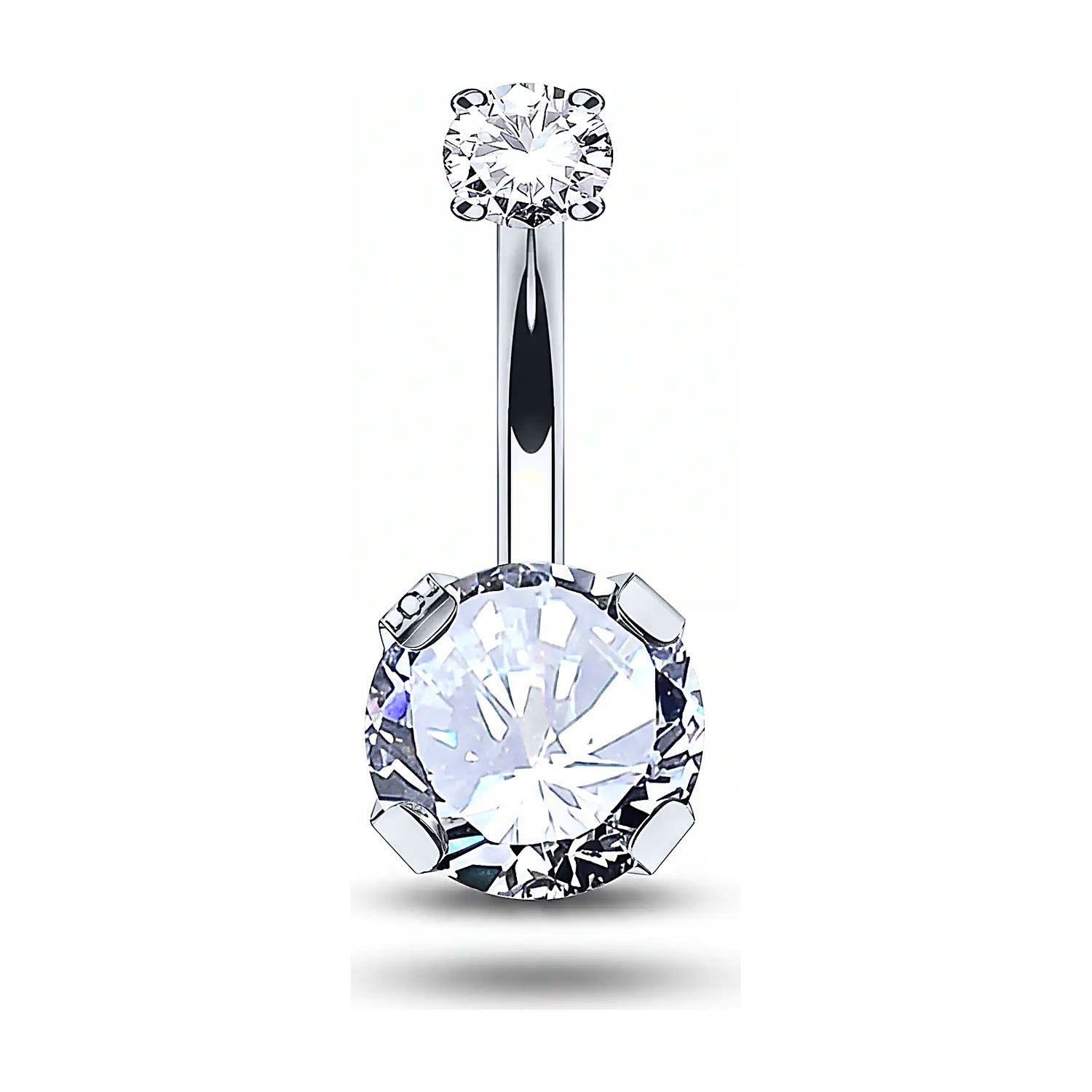Minaz Bauchnabelpiercing Malou Titan Silber mit Zirkonia, Curved Barbell