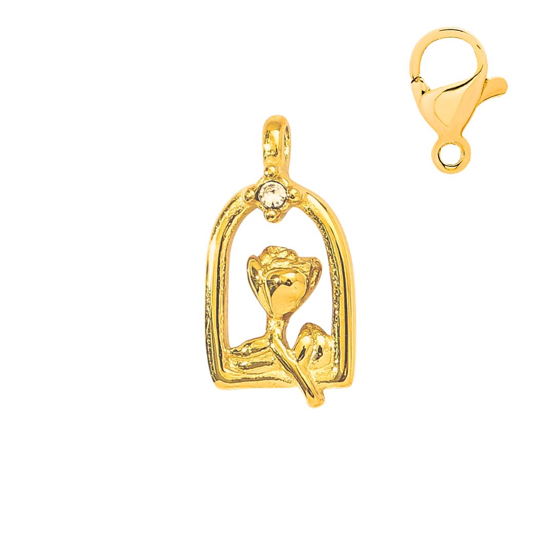 Charm "Rose mit Zirkonia"