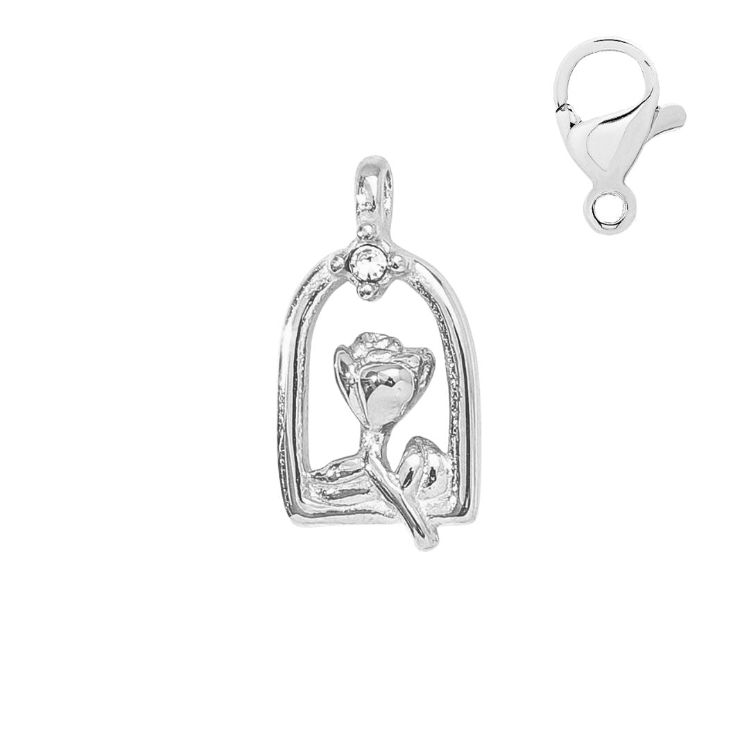 Charm "Rose mit Zirkonia"