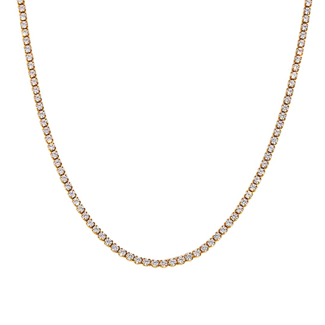 Minaz Halskette Zahra Tenniskette aus Edelstahl in Gold mit Zirkonia Steinen