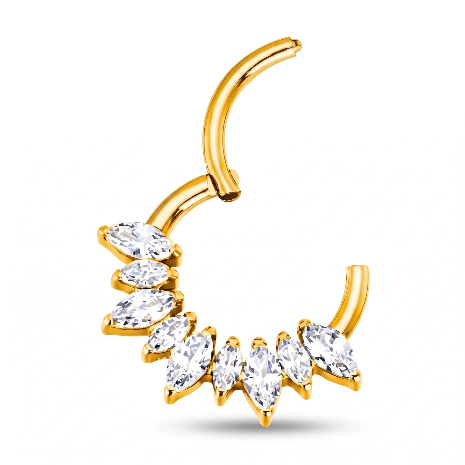 Minaz Piercing Amaya Clicker Septum Titan Gold offen, Klick-Verschluss Mechanismus mit Zirkonia