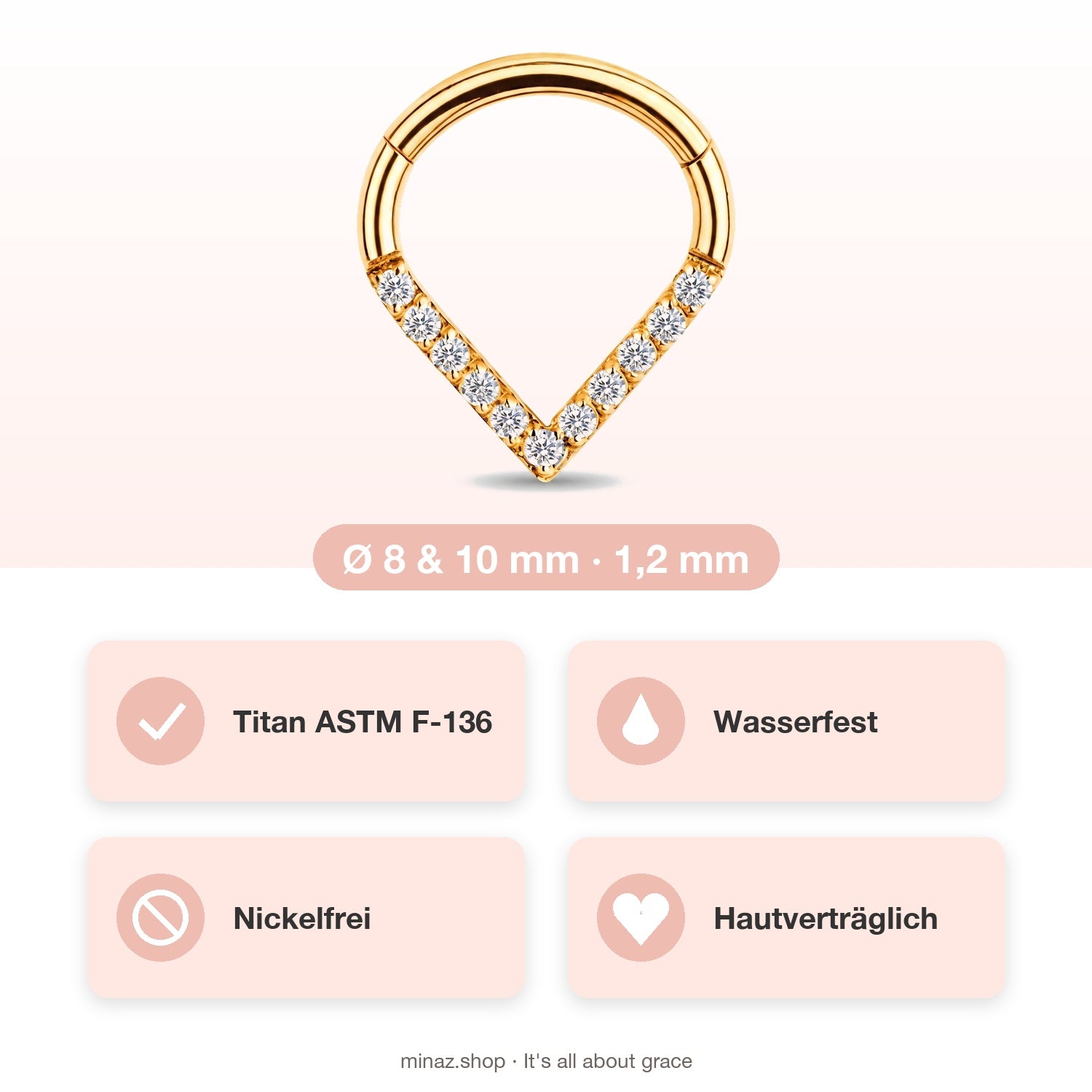 Cleo Septum Piercing USP: Titan ASTM F-136, wasserfest, nickelfrei, hautverträglich