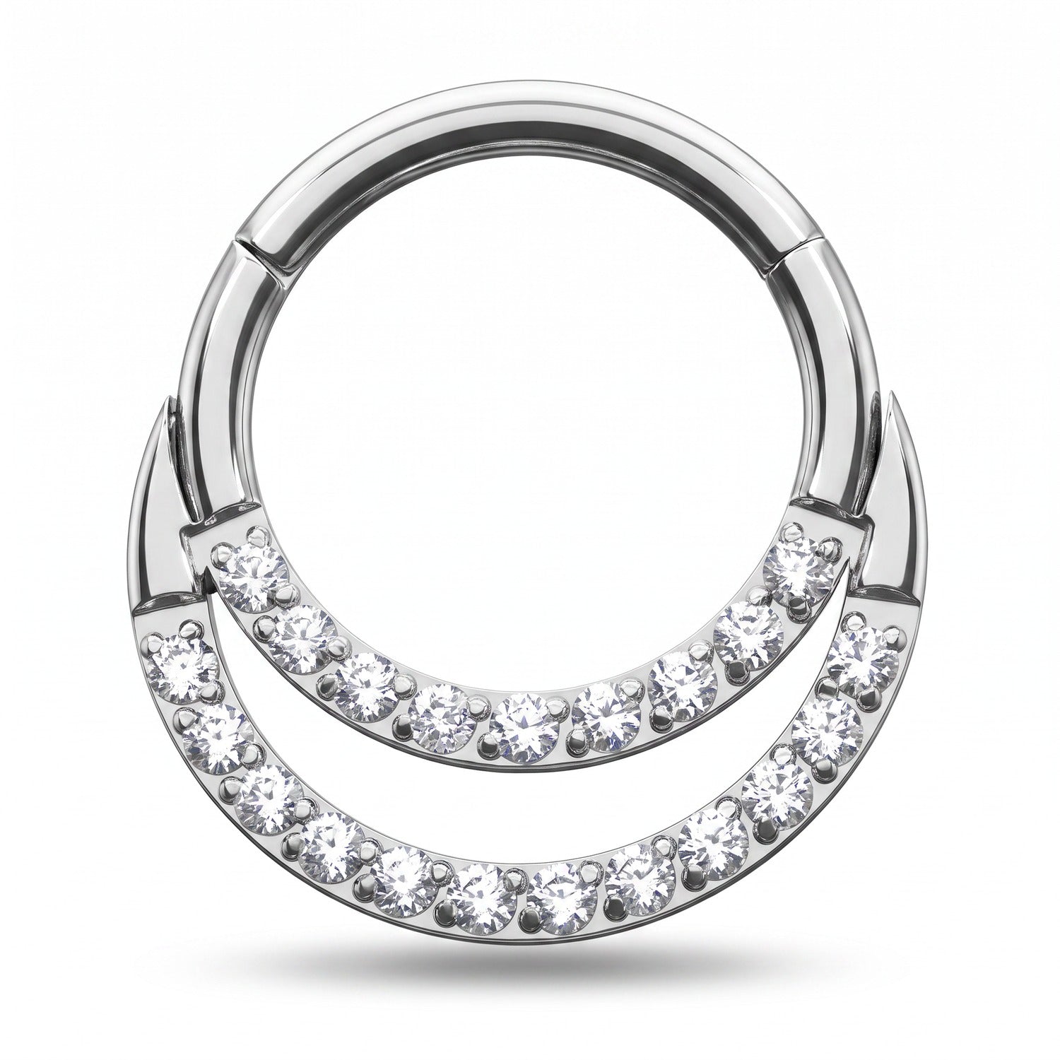 Riva Septum Piercing silber, Doppelring mit Zirkonia, wasserfestes Titan