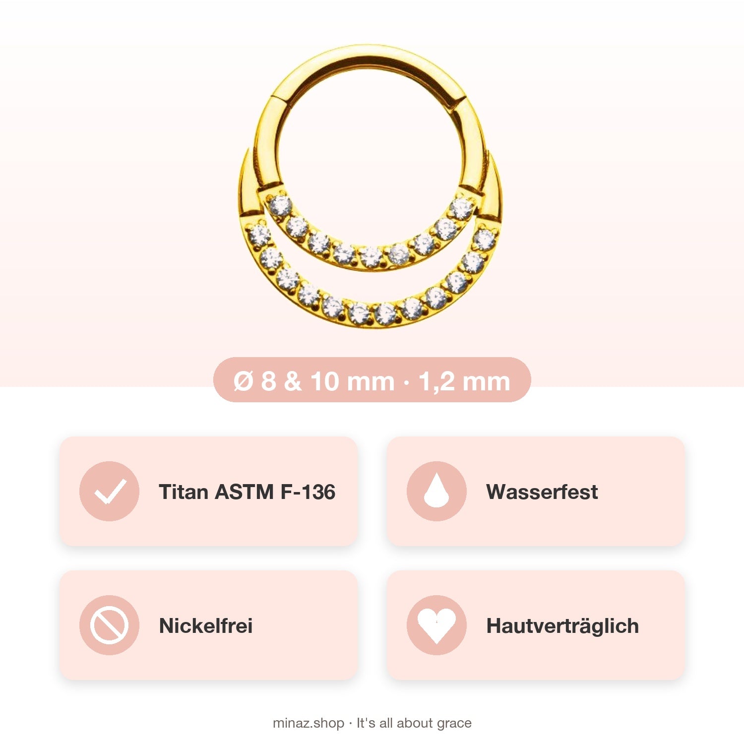 Riva Septum Piercing USP: Titan ASTM F-136, wasserfest, nickelfrei, hautverträglich