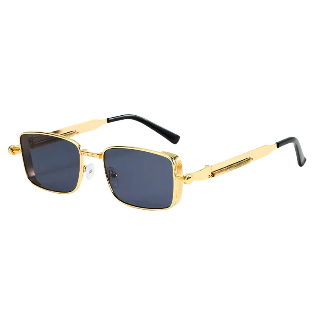 Minaz Sonnenbrille Tara im eckigen Retro Design mit goldenem Metallrahmen
