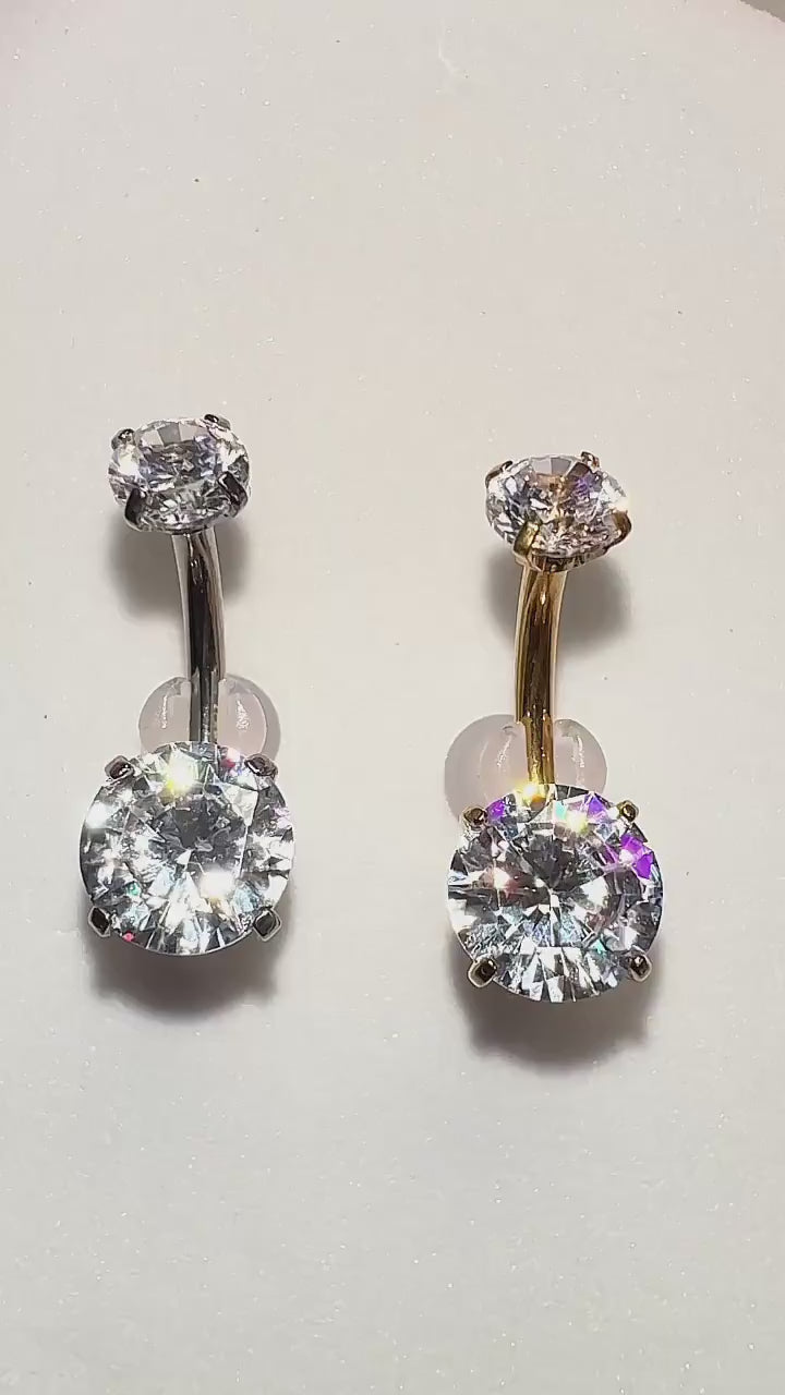 Minaz Bauchnabelpiercing Malou Titan in Gold und Silber, Produktvideo mit Zirkonia