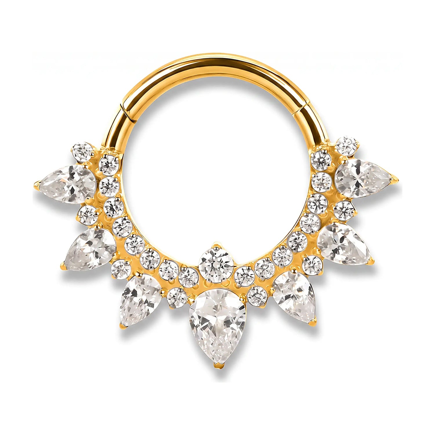 Minaz Piercing Solina Septum Clicker Titan Gold mit Zirkonia-Strahlenkranz