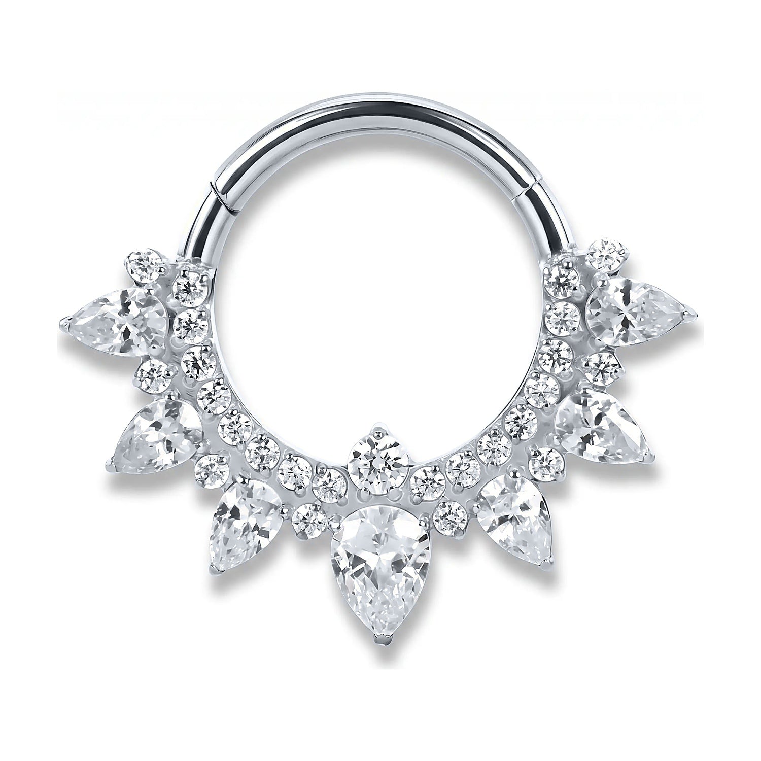 Minaz Piercing Solina Septum Clicker Titan Silber mit Zirkonia-Strahlenkranz